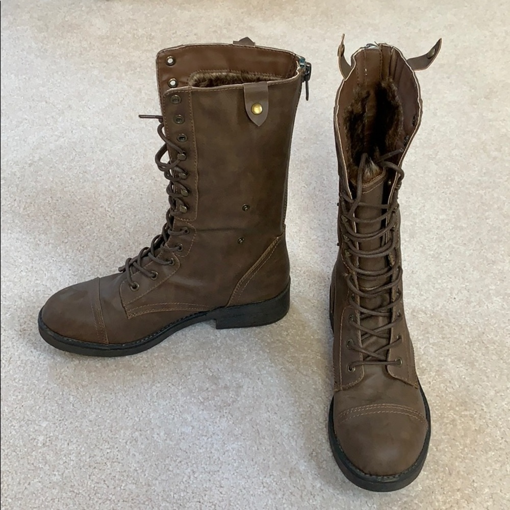Madden girl faux fur combat boots